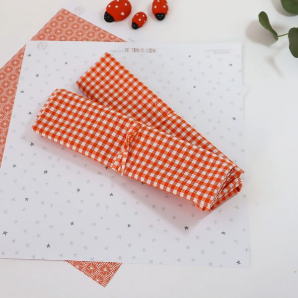 tela vichy naranja mini